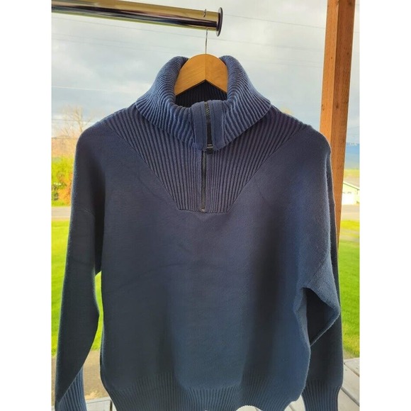 Tahari Blue/Green Pullover 1/4 Zip Sweater Size S - Picture 2 of 8